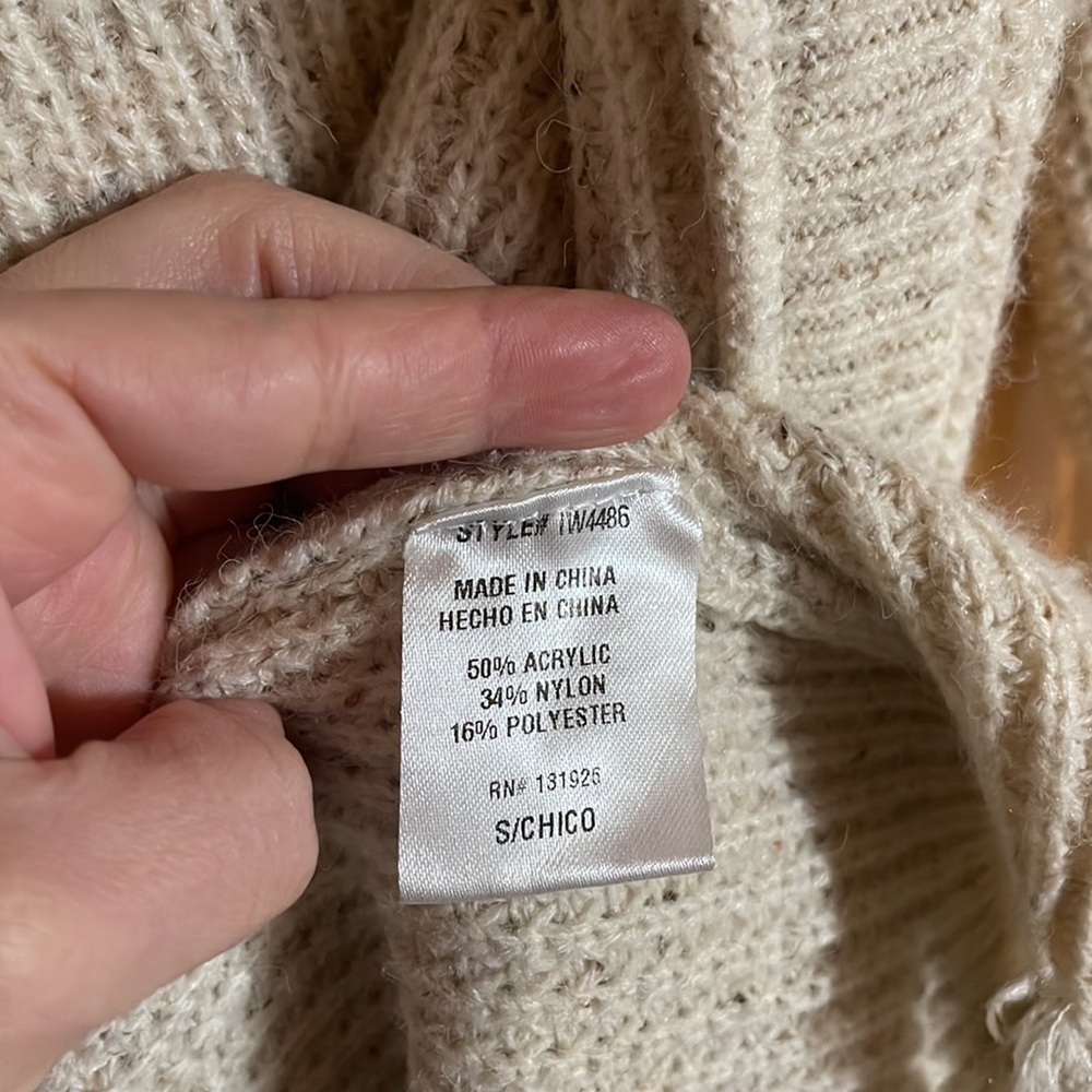 Bohme waffle knit long open front fringe cardigan - Picture 4 of 4